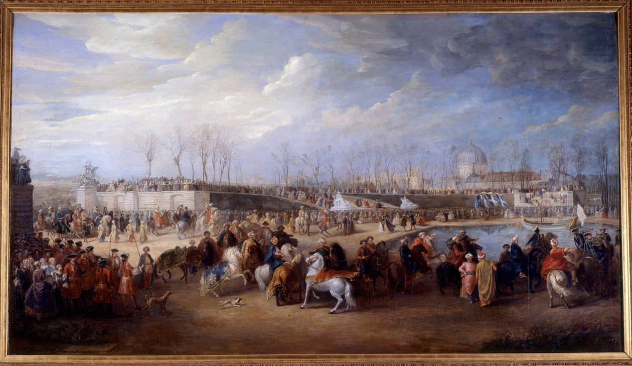Réception de Mehemet Effendi ambassadeur turc auprès du grand Sultan Achmet par le roi Louis XV le 21 mars 1721 aux Tuileries - Charles Parrocel