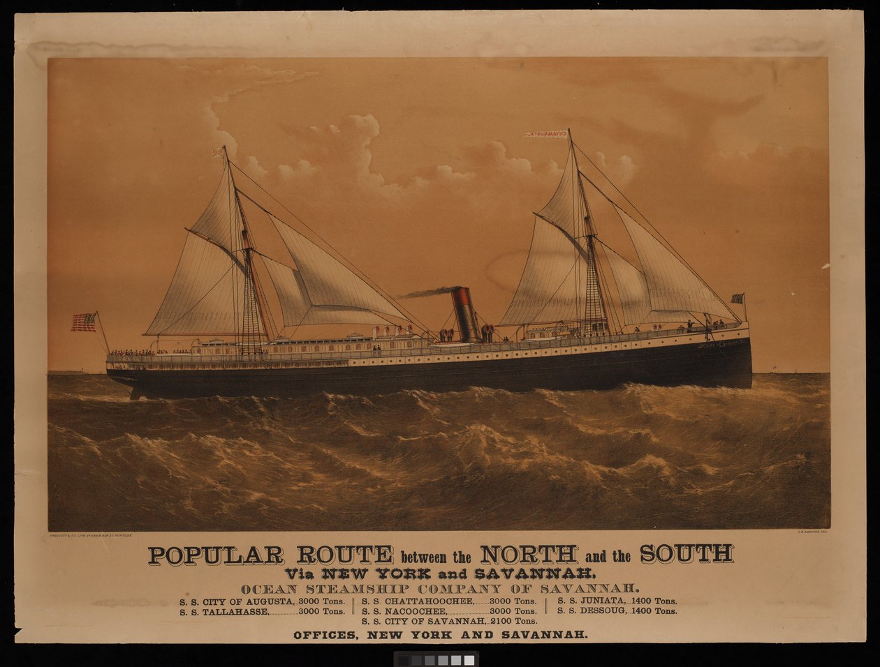 Route populaire entre le Nord et le Sud via New York et Savannah, Ocean Steamship Company of Savannah... City of Augusta... - Charles Parsons