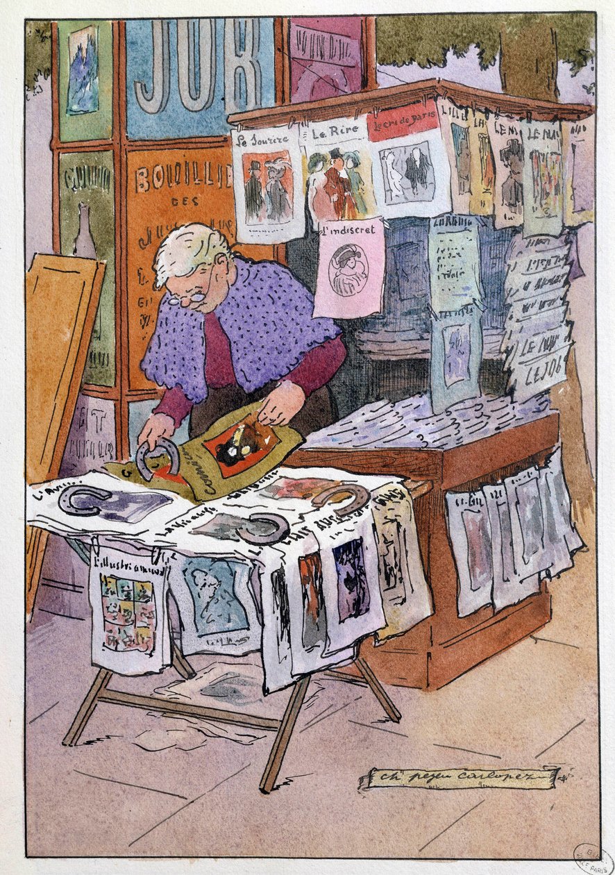 Petits métiers de Paris : le kiosque à journaux - Charles Pezeu Carlopez