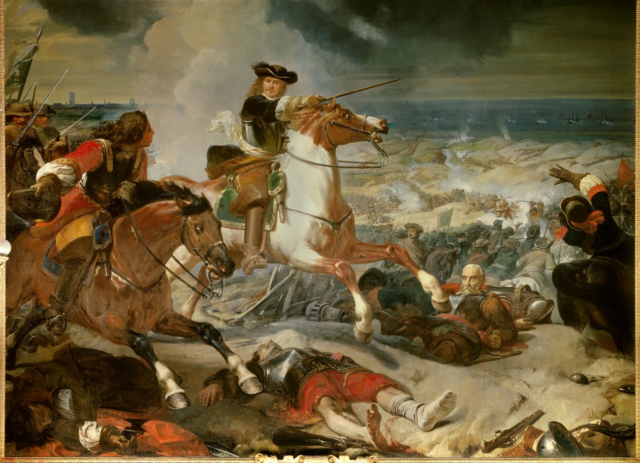 Guerre de Trente Ans : "Bataille des Dunes lors du siège de Dunkerque remportée par le maréchal Henri de La Tour d