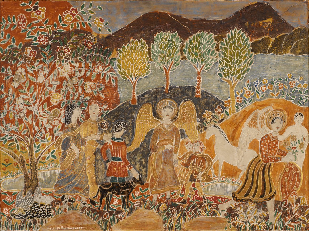 Anges dans un paysage - Charles Prendergast