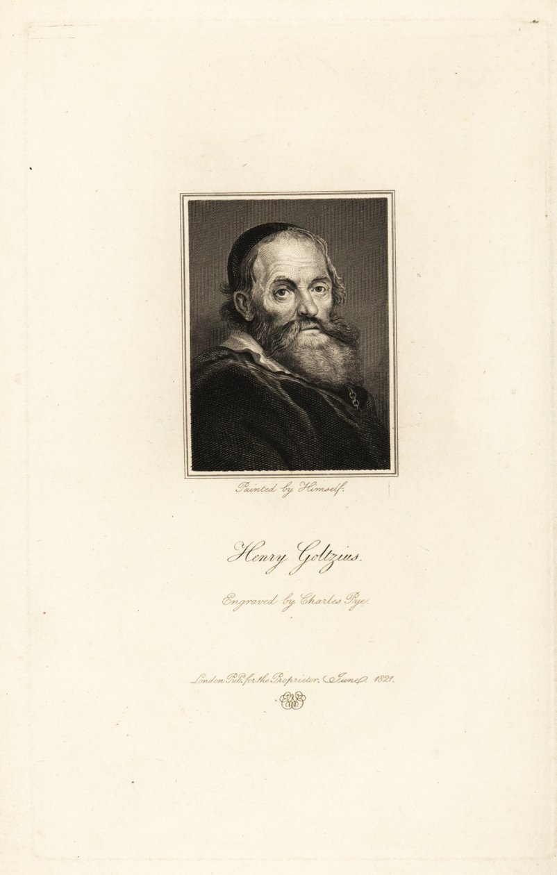 Portrait de Hendrick Goltzius, graveur, dessinateur et peintre né en Allemagne et actif aux Pays-Bas - Charles Pye