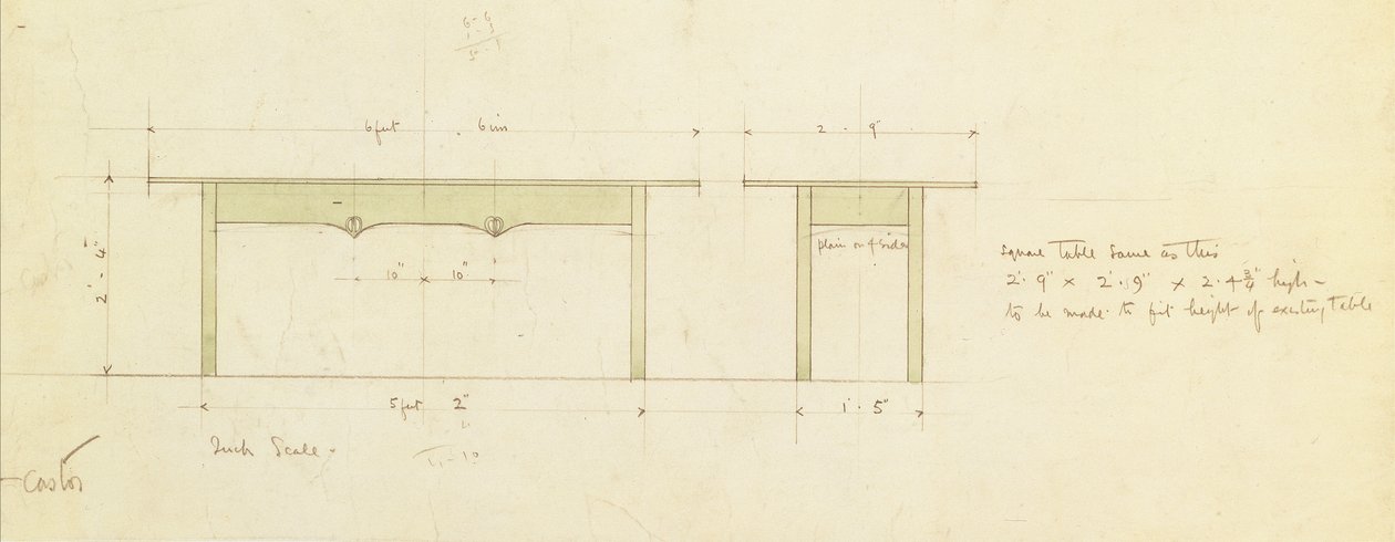 Conception pour une table à manger et une petite table - Charles Rennie Mackintosh