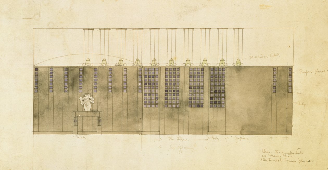 Design pour un mur, une table et des portes, 1905 - Charles Rennie Mackintosh