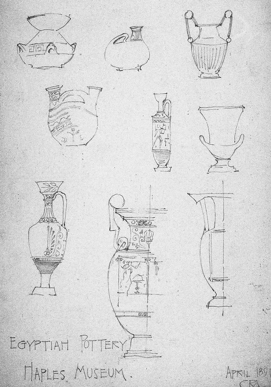 Poterie égyptienne, Musée de Naples, 1891 - Charles Rennie Mackintosh