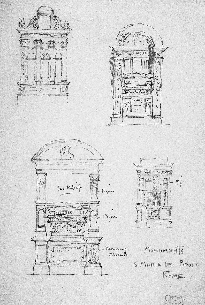 Monuments, S. Maria del Popolo, Rome, 1891 - Charles Rennie Mackintosh