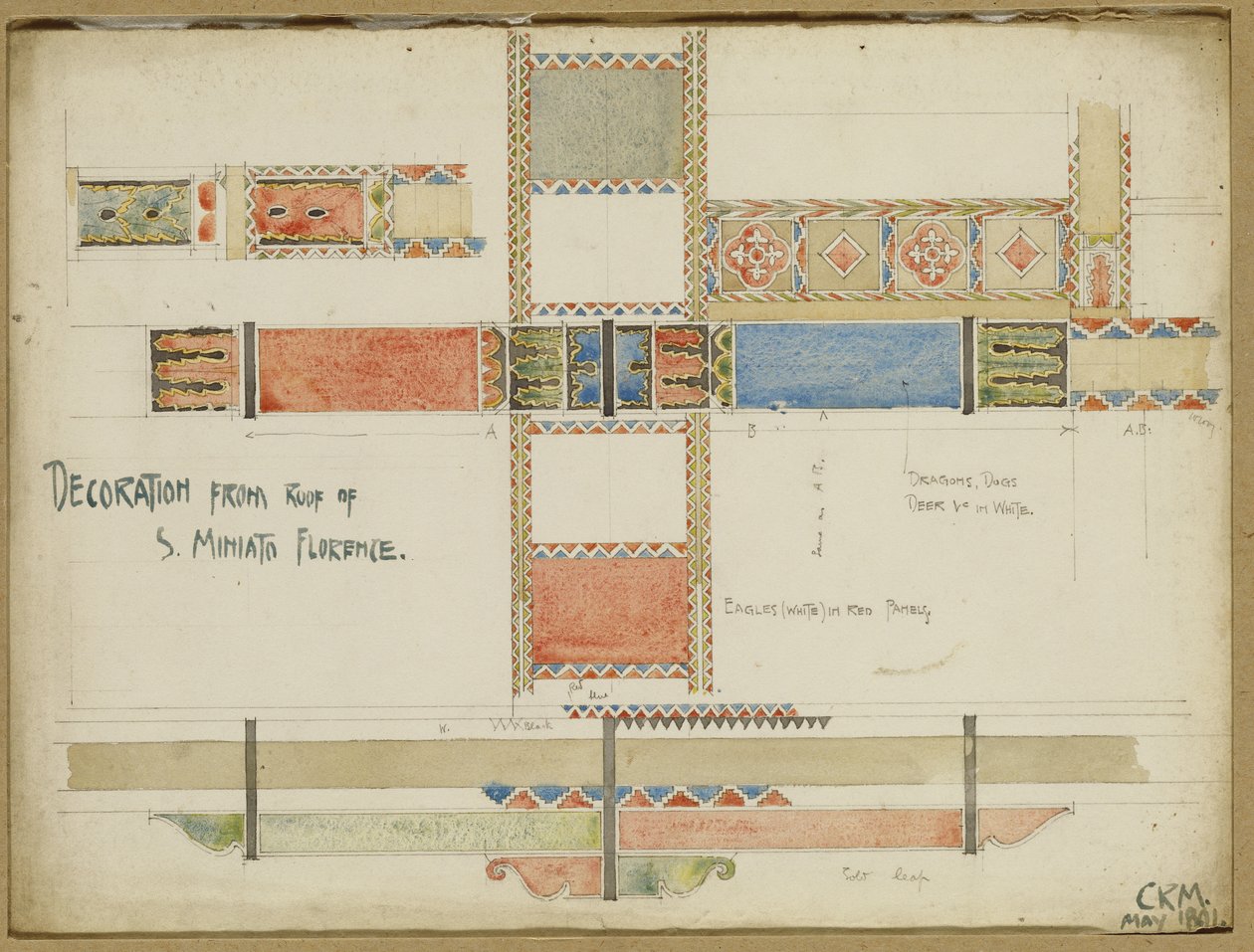Études de panneaux de plafond décoratifs, San Miniato, Florence, 1891 - Charles Rennie Mackintosh