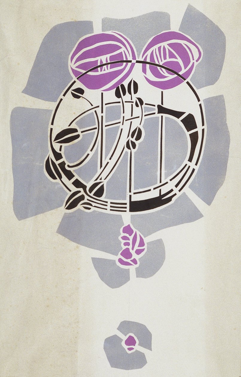 Reproduction moderne du pochoir original de Mackintosh pour décoration murale, motif de rose, 1902 - Charles Rennie Mackintosh