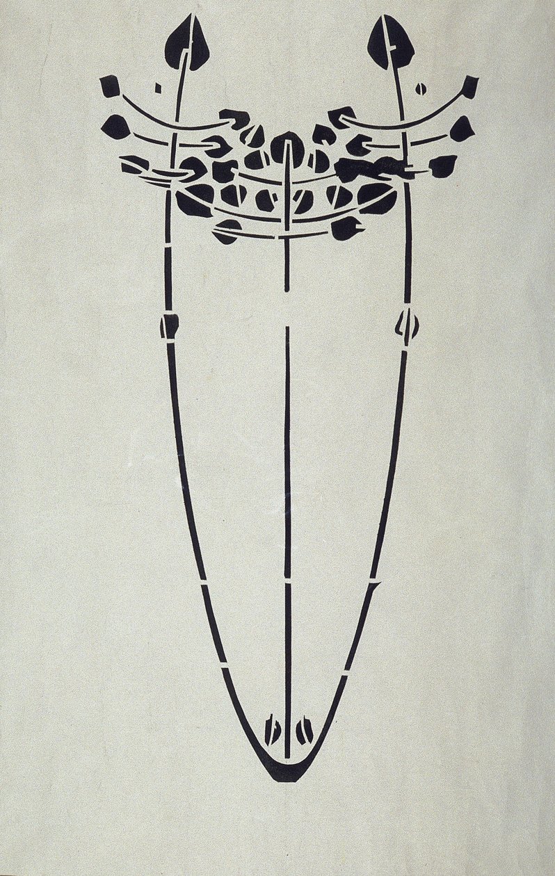 Reproduction moderne du pochoir original de Mackintosh pour décoration murale, motif d