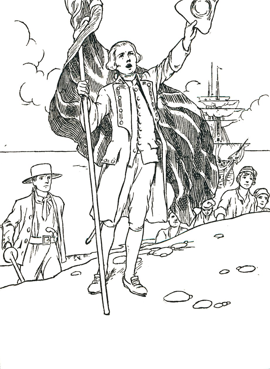 Le capitaine Cook débarquant en Australie, 1912 - Charles Robinson