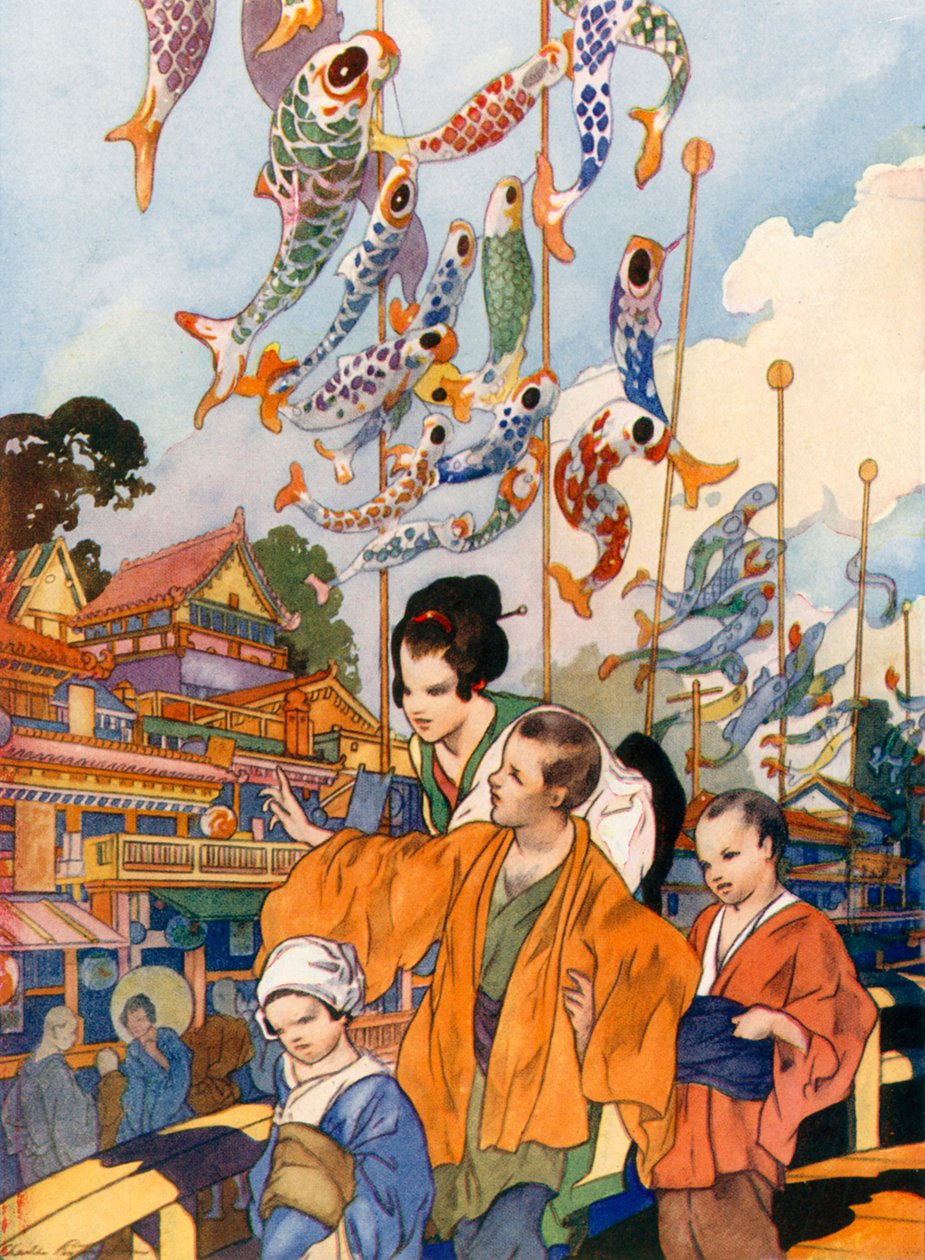 La fête des drapeaux au Japon (lithographie couleur) - Charles Robinson