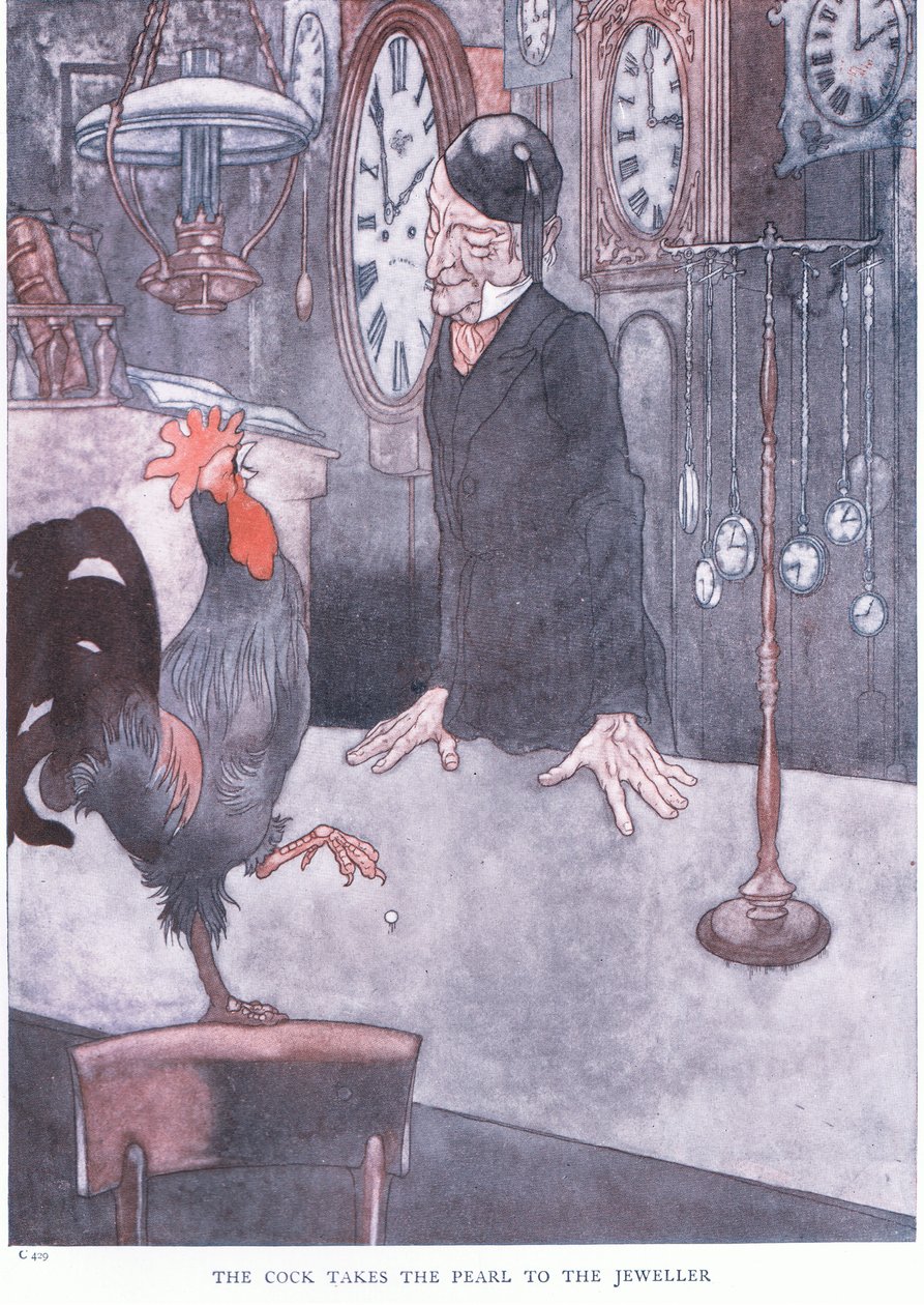 Le coq apporte la perle au bijoutier - Charles Robinson