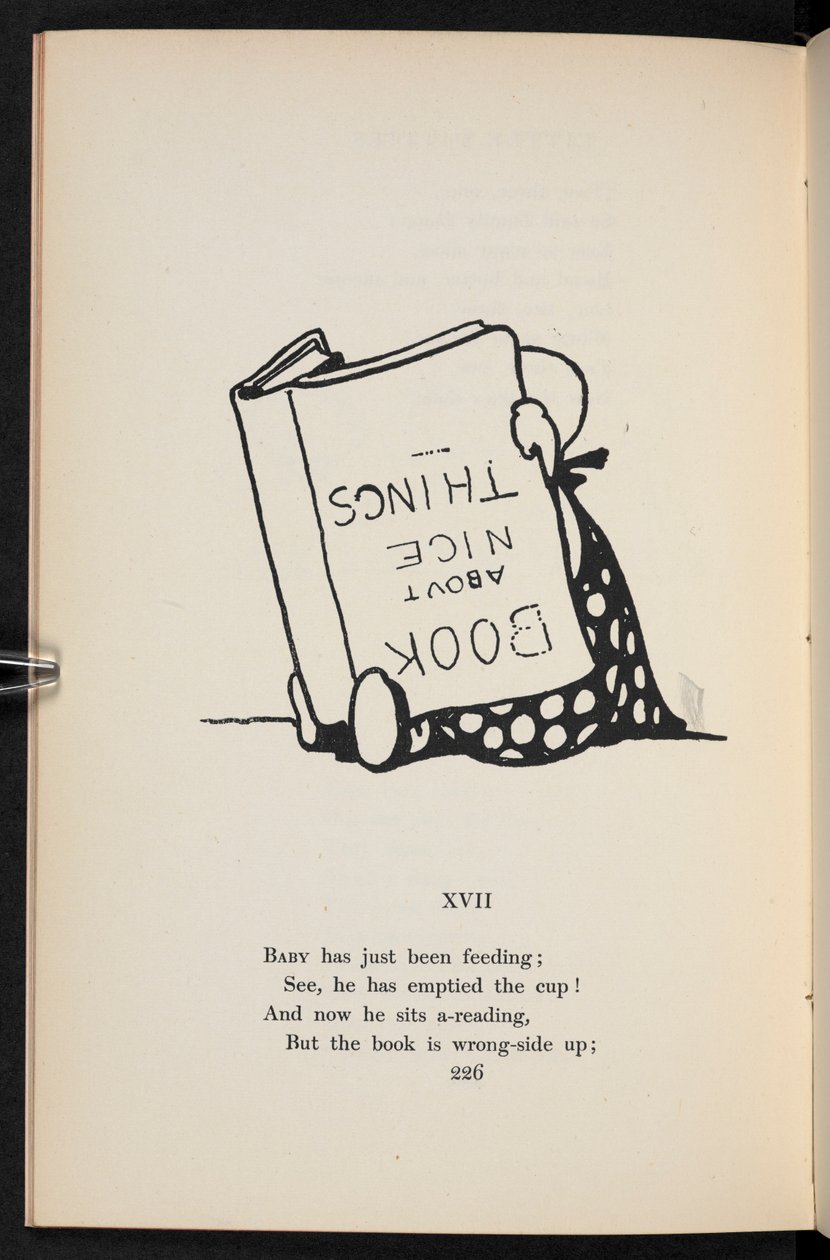 XVII. Une rime. Un enfant lisant un livre à l