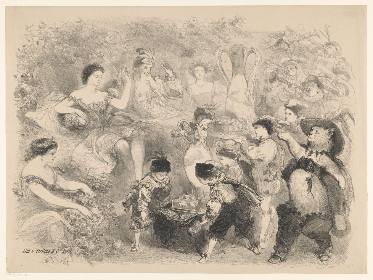 Scène de la pièce de théâtre Le Chat Botté - Charles Rochussen