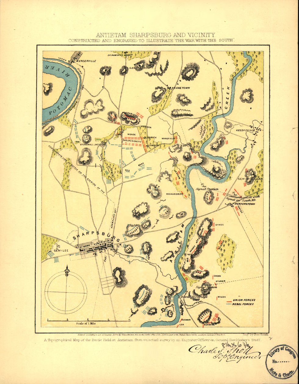 Antietam Sharpsburg et environs. Construit et gravé pour illustrer "La guerre avec le Sud" LOC 99447381 - Charles Sholl