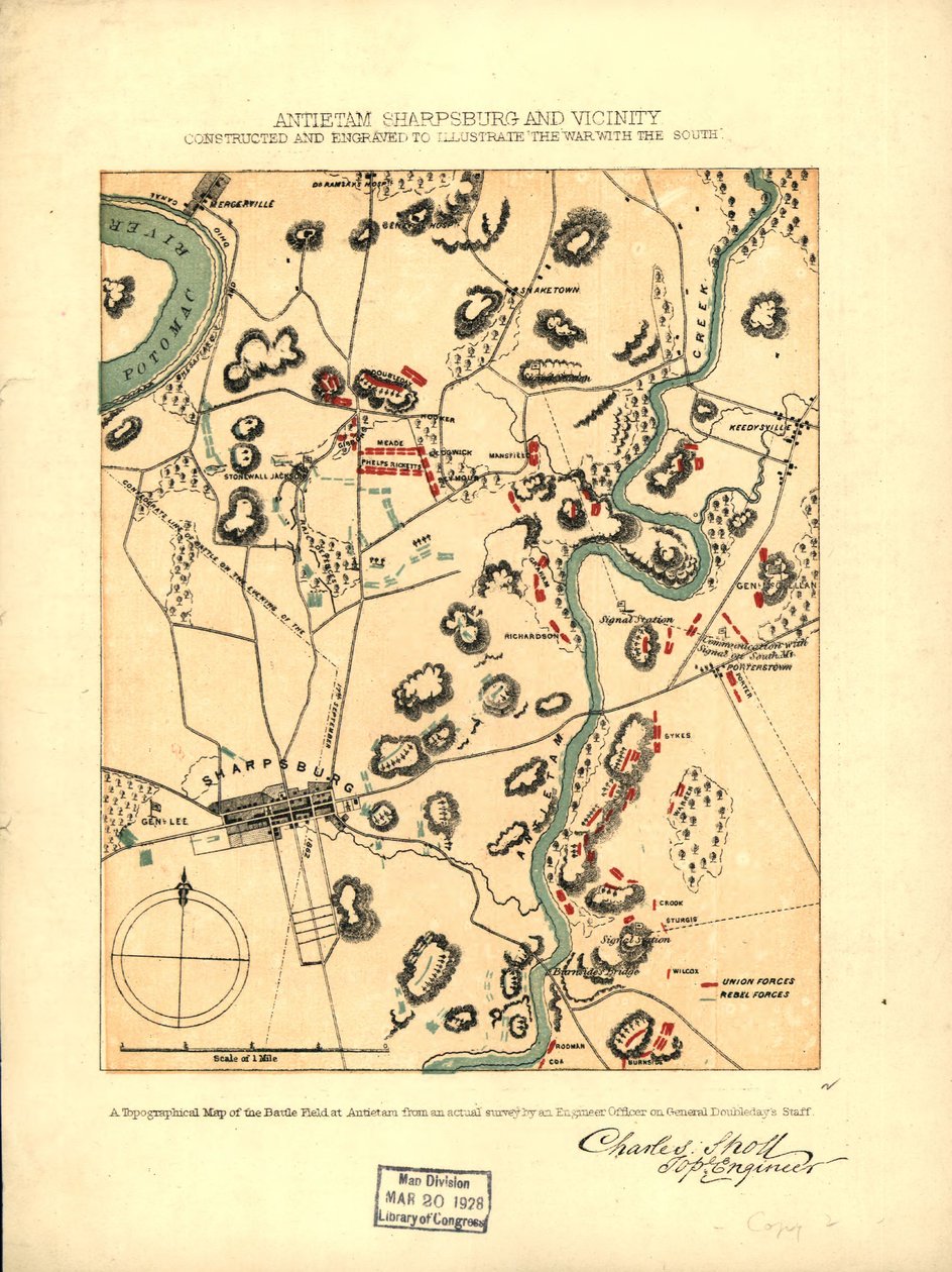 Antietam Sharpsburg et environs. Construit et gravé pour illustrer "La guerre avec le Sud" LOC 99466713 - Charles Sholl