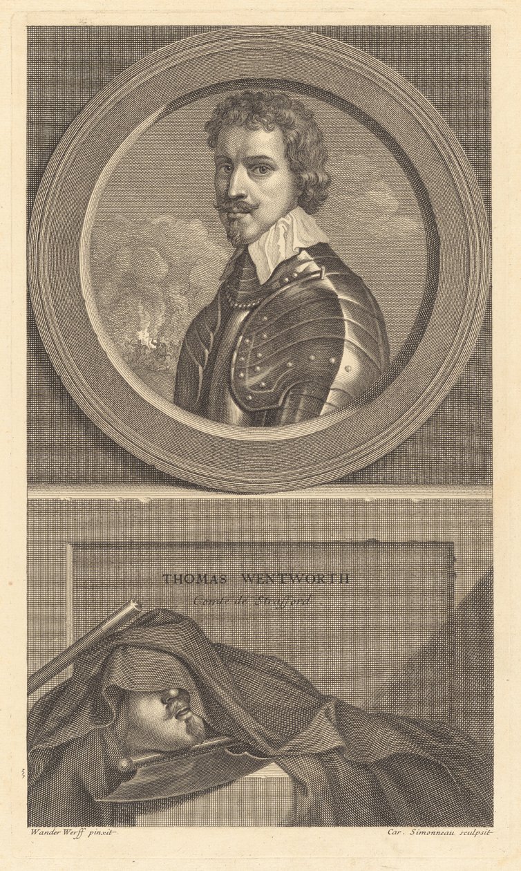 Thomas Wentworth, comte de Strafford - Charles Simonneau after Adriaen van der Werff after Sir Anthony van Dyck