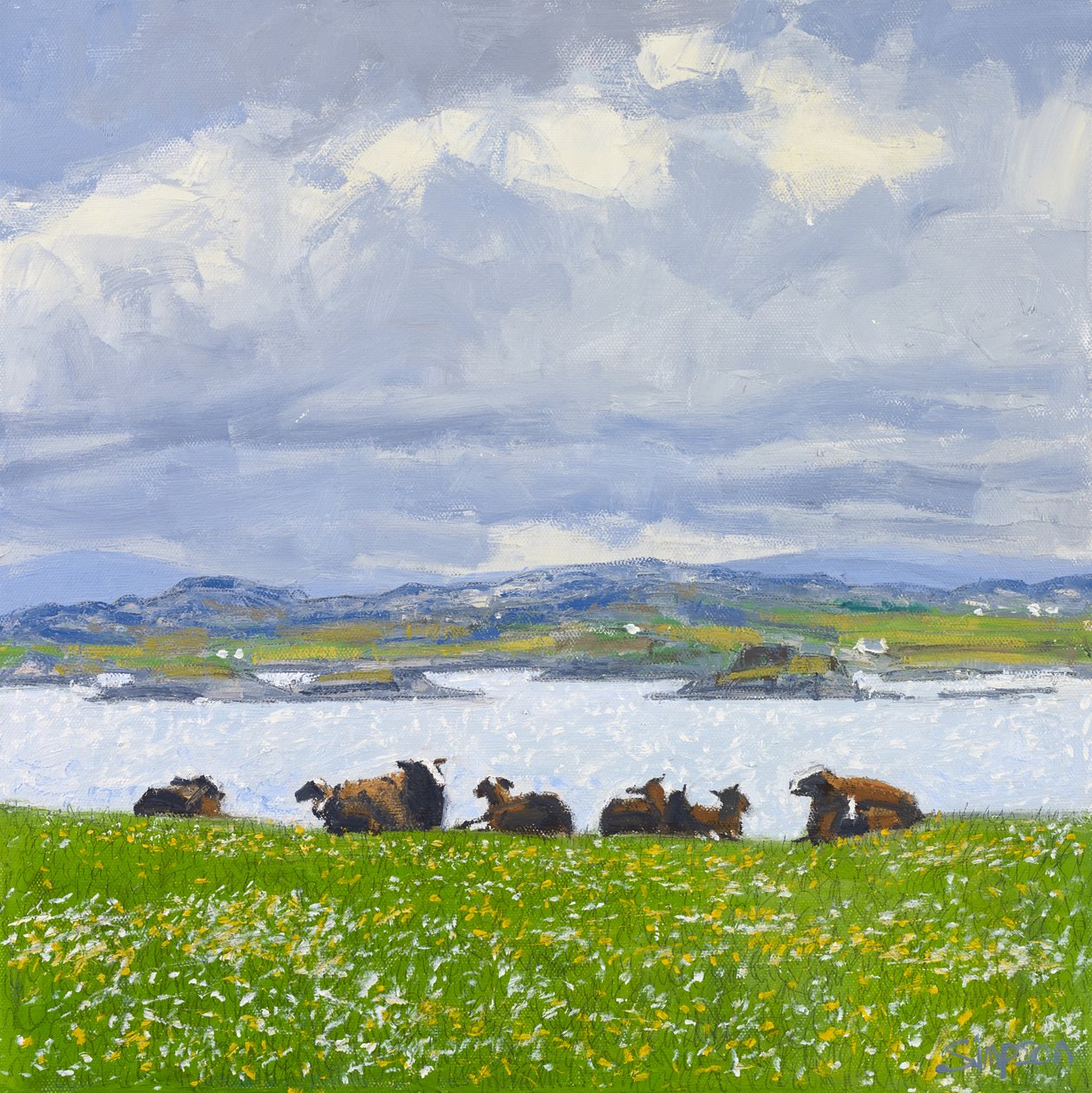 Dozing Sheep, Iona, 2015 (huile sur toile) - Charles Simpson