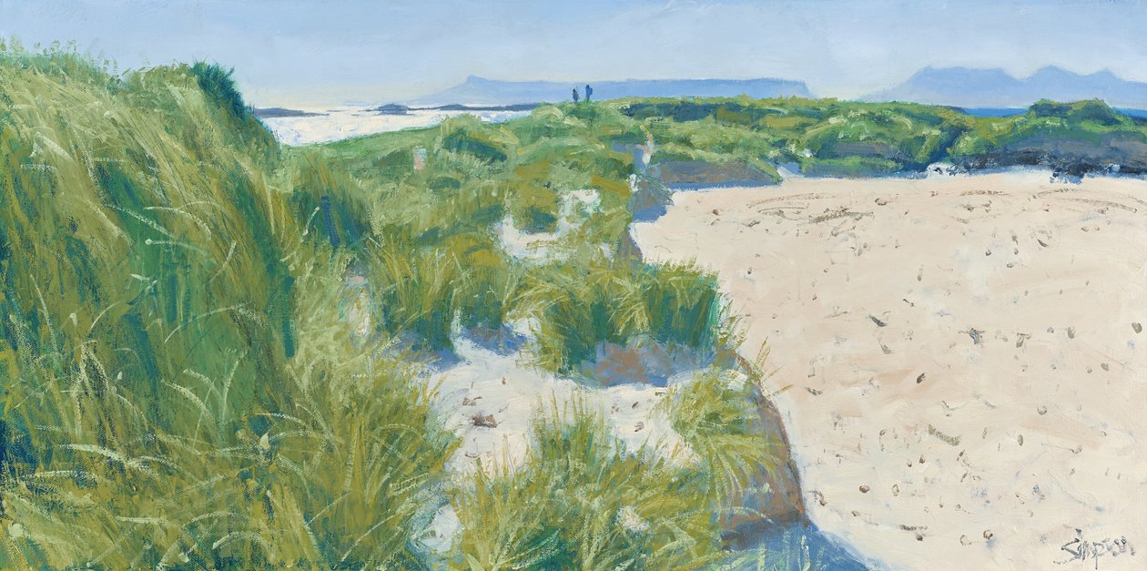 Figures sur les dunes, 2015 (huile sur toile) - Charles Simpson