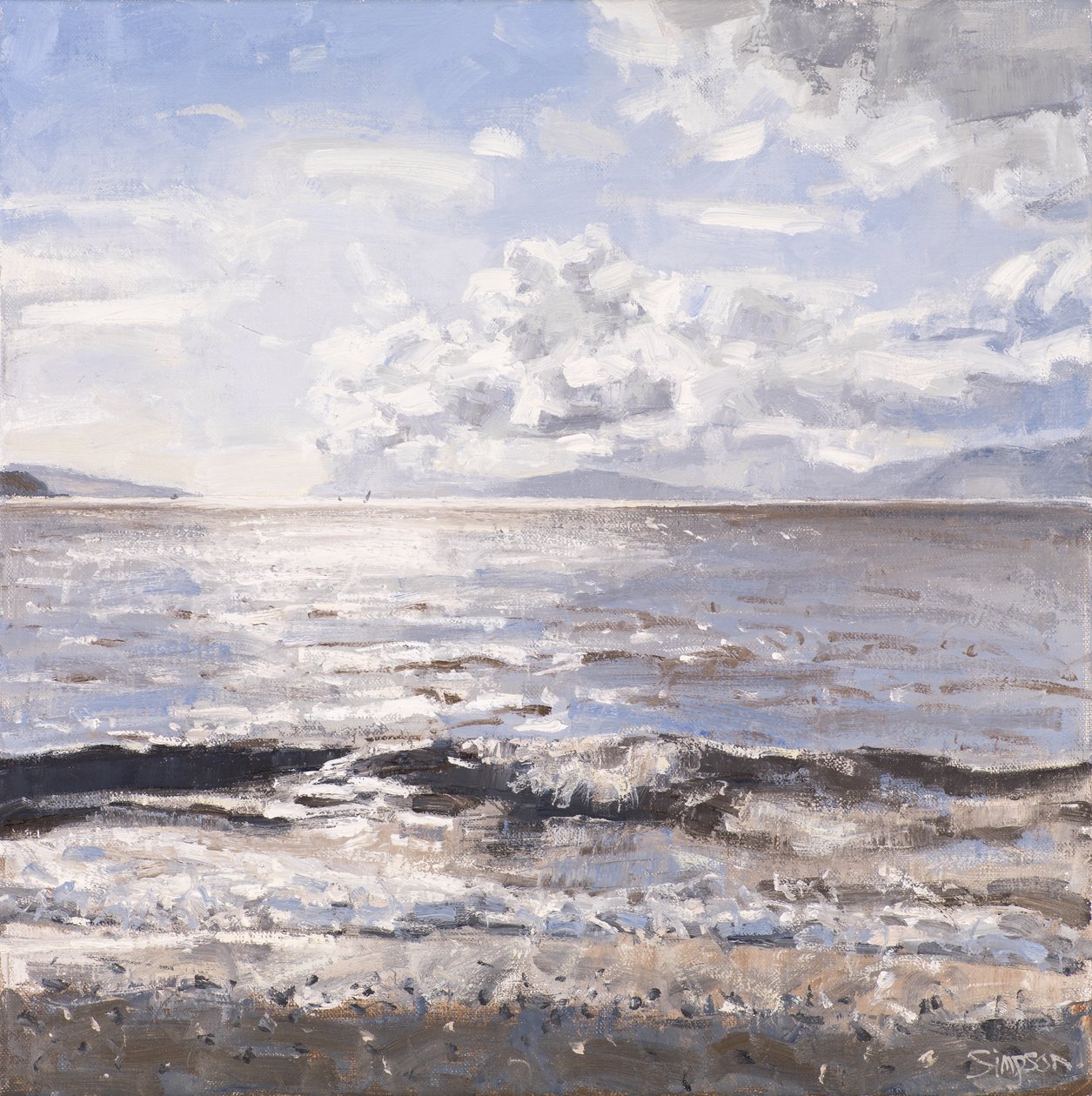 Mer grise, Ledaig, 2017 (huile sur toile) - Charles Simpson