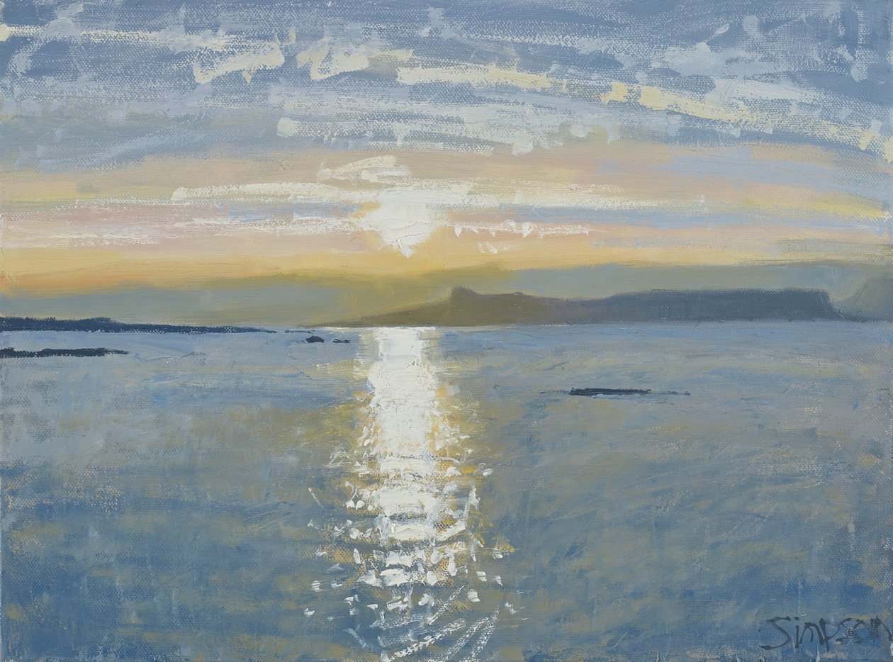 Coucher de soleil sur la mer, 2013 (huile sur toile) - Charles Simpson