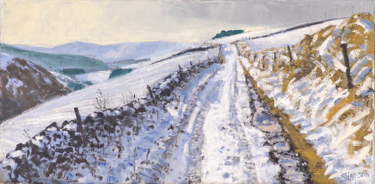 Piste vers Clovenfords, 2017 (huile sur toile) - Charles Simpson
