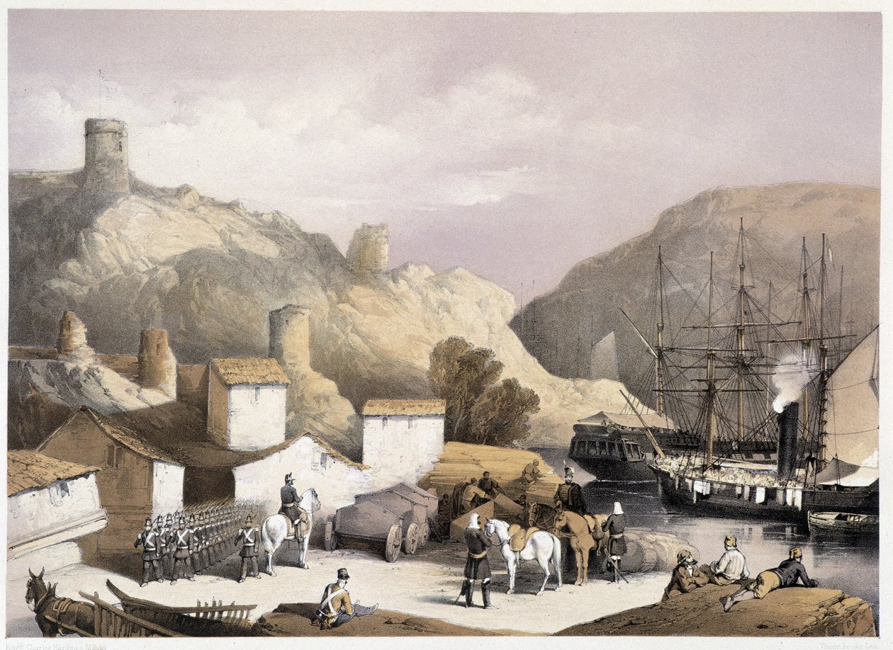 Port de Balaclava à Sébastopol par Ch. Hardinge. Litho par Vincent Brooks, Londres 1855 Henry Graves. - Charles Stewart Hardinge