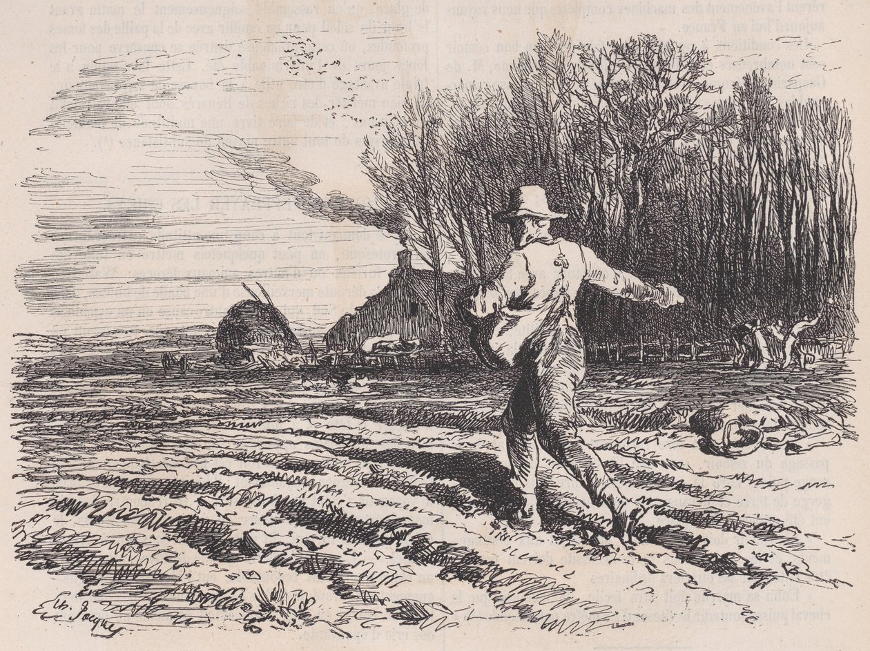 Semer des graines, du Magasin Pittoresque, mai 1857 - Charles Tamisier