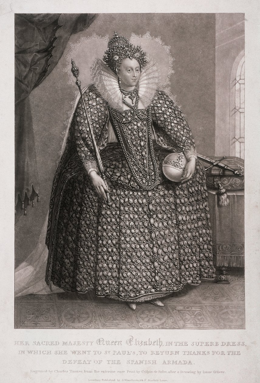 La reine Elizabeth I tenant sceptre et orbe, 1868 - Charles Turner