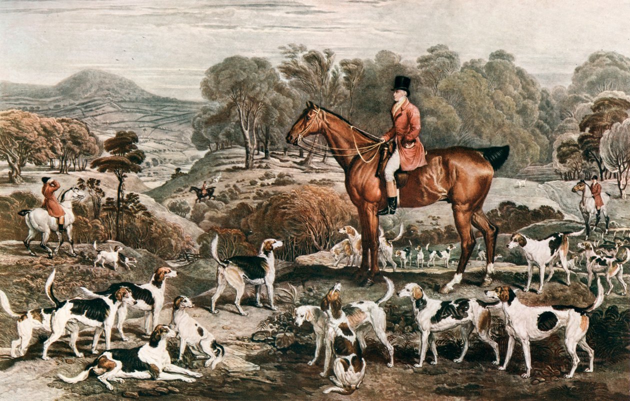 Ralph John Lambton et son cheval Undertaker et chiens, fin XVIIIe siècle, 1912 - Charles Turner