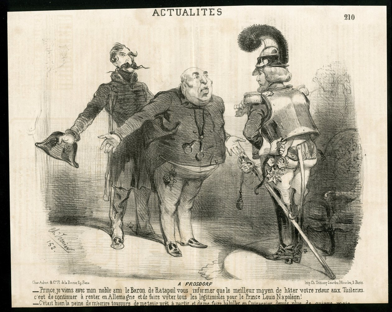 Illustration de Charles Vernier dans Le Charivari - À propos - Allemagne Prusse, Président de la République, Frosdorf - Ratapoil - Charles Vernier