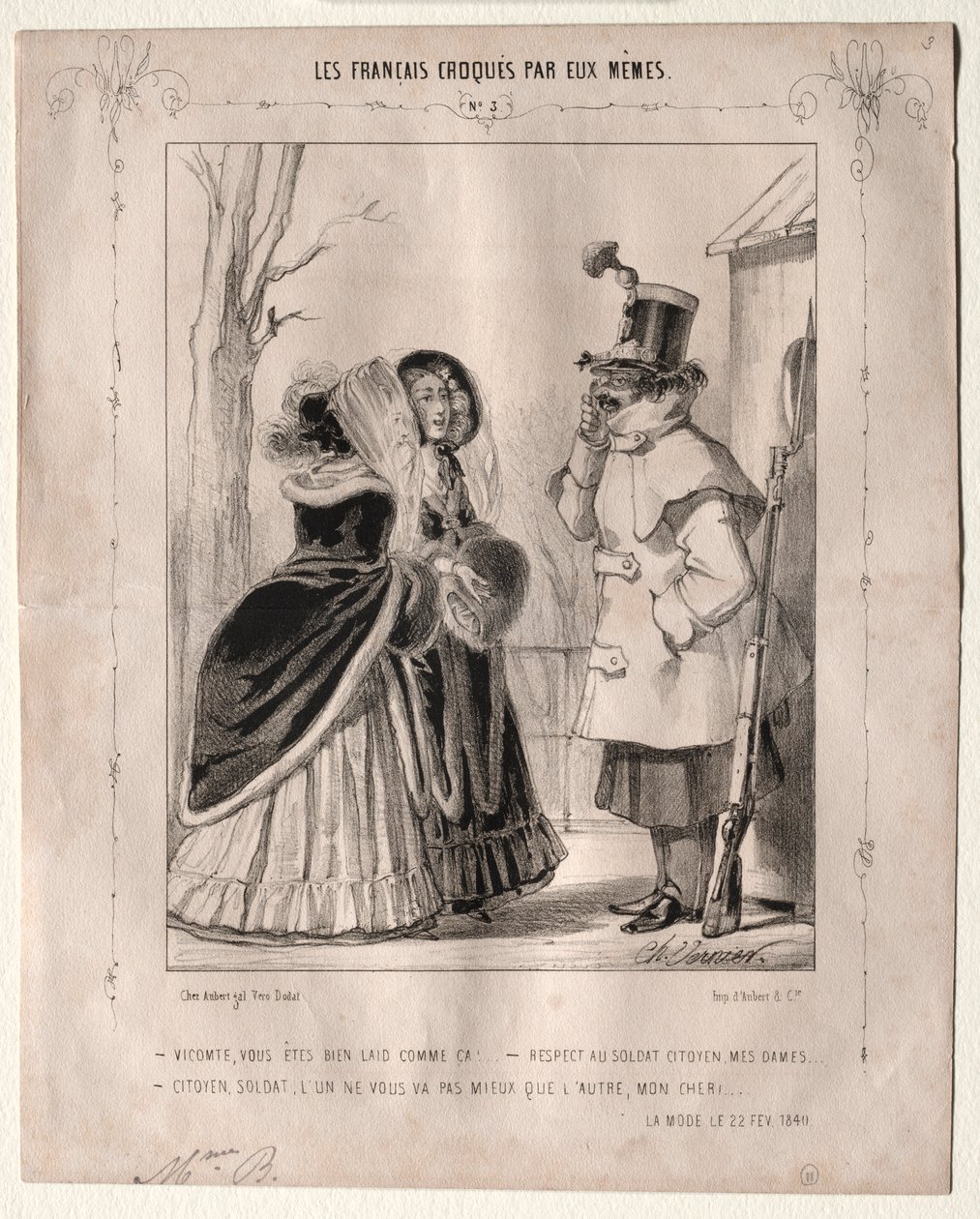 Les Français croqués par eux-mêmes: Vicomte, vous êtes bien laid comme ça!..., 1840 - Charles Vernier