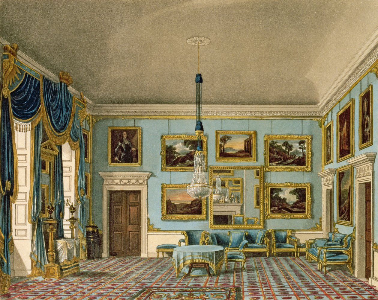 La Chambre de Velours Bleu à Buckingham House, gravée par Daniel Havell - Charles Wild