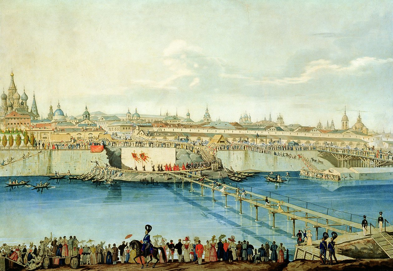 Pose du pont Moskvoretsky à Moscou, 1830 - Charles de Hampeln