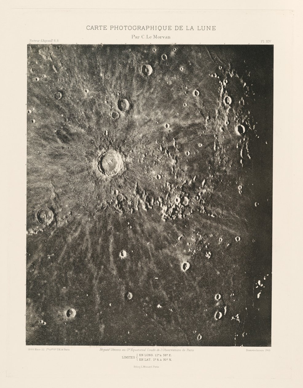 Carte photographique de la lune, planche XIV (Photographic Chart of the Moon, plate XIV),March 22 - Charles le Morvan