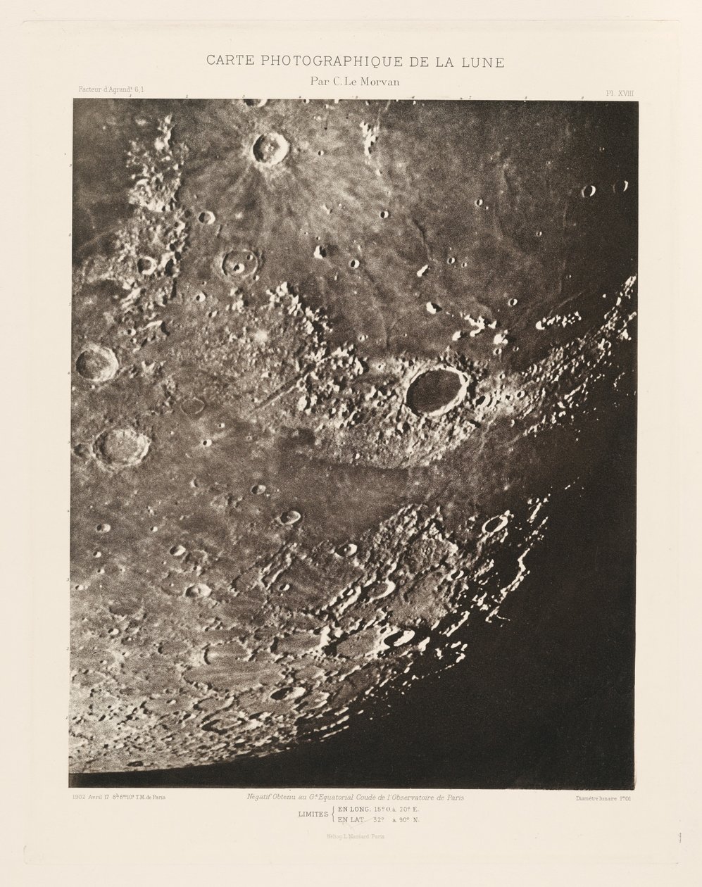 Carte photographique de la lune, planche XVIII (Photographic Chart of the Moon, plate XVIII),April 17 - Charles le Morvan