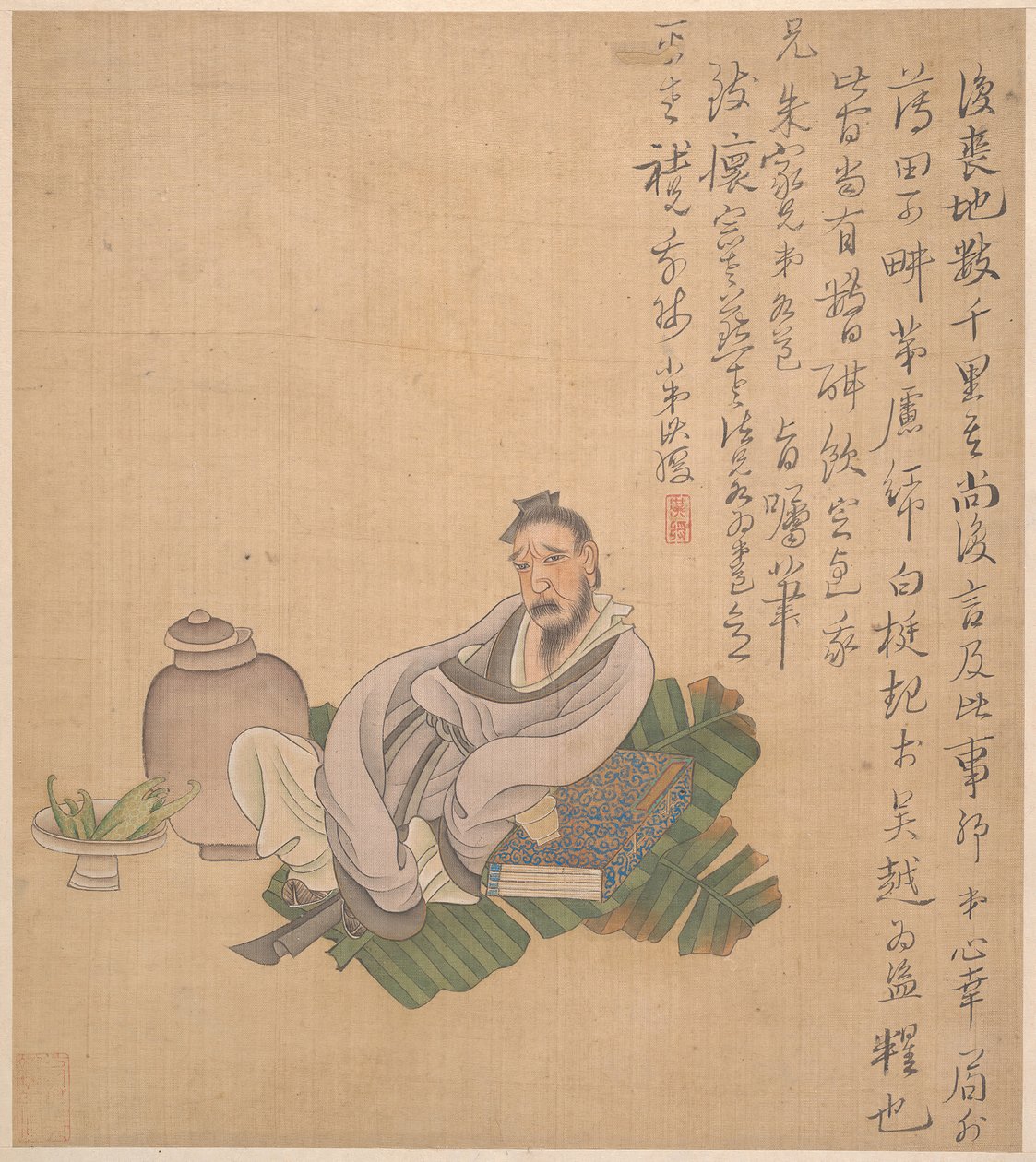 Figures, fleurs et paysages, une feuille datée de 1627 - Chen Hongshou