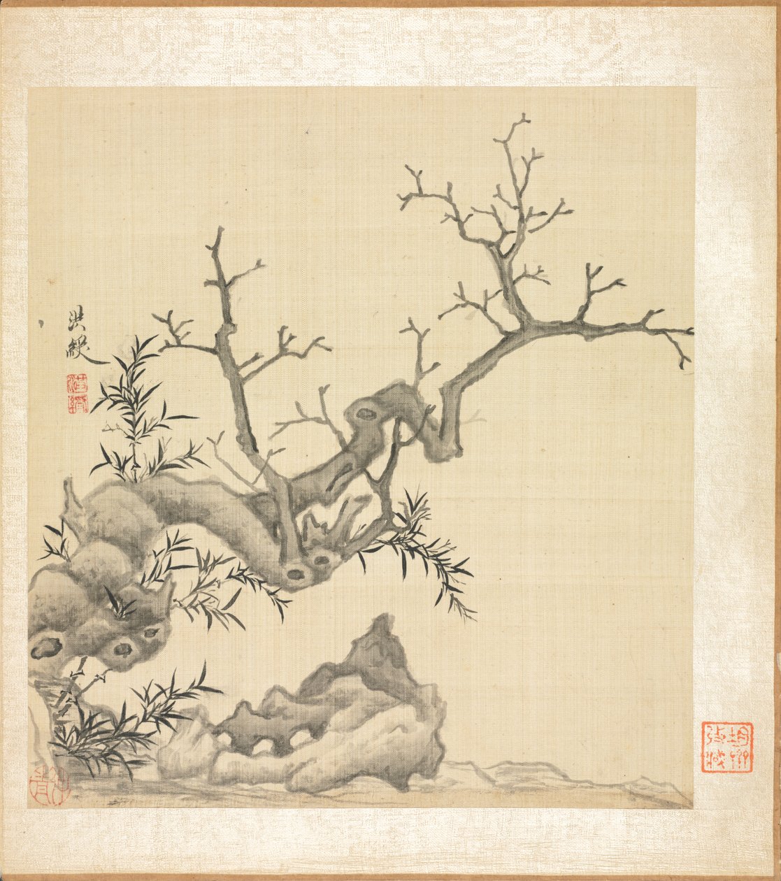 Roche, vieil arbre et bambou - Chen Hongshou