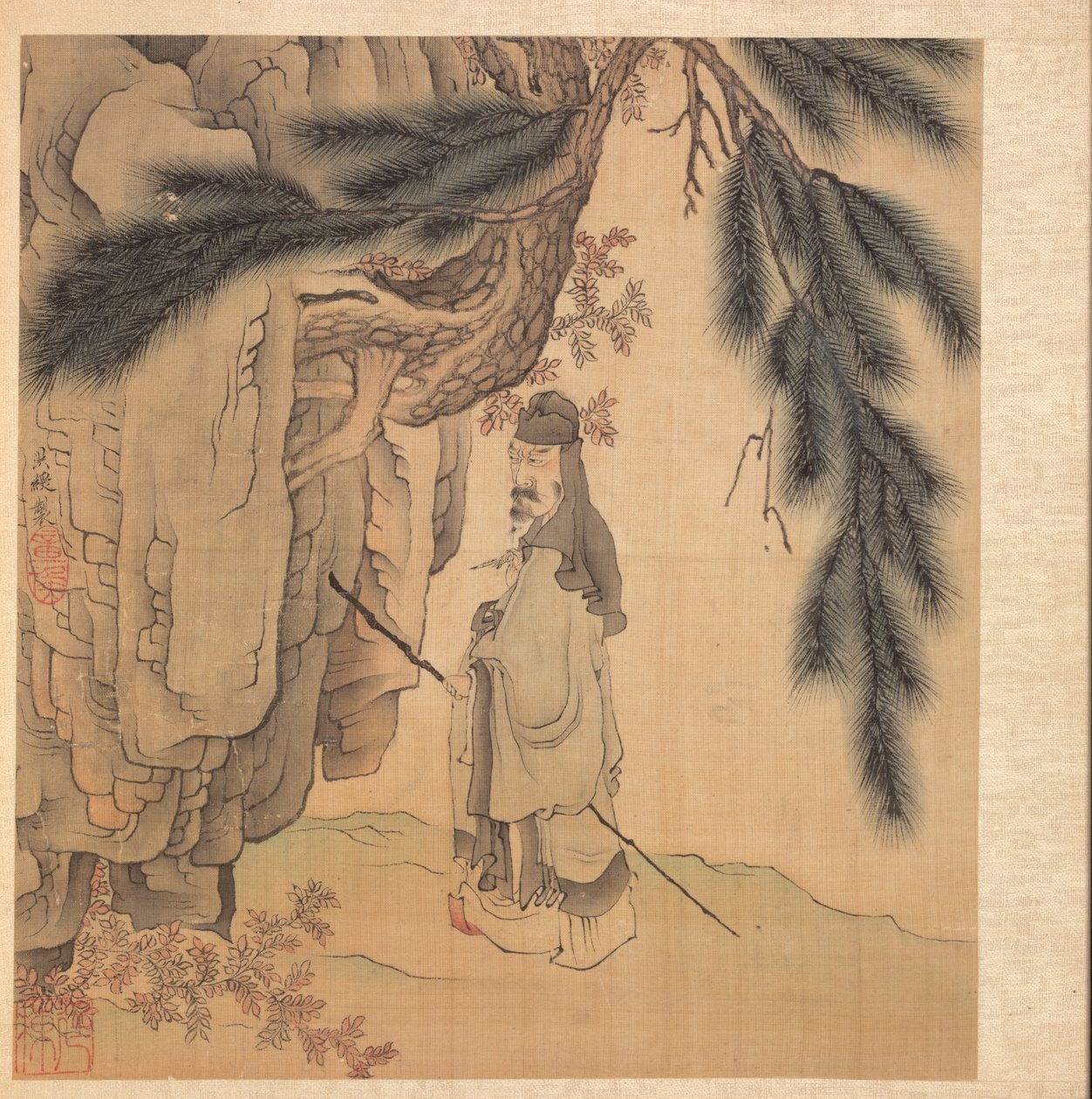 Érudit avec bâton et pinceau - Chen Hongshou