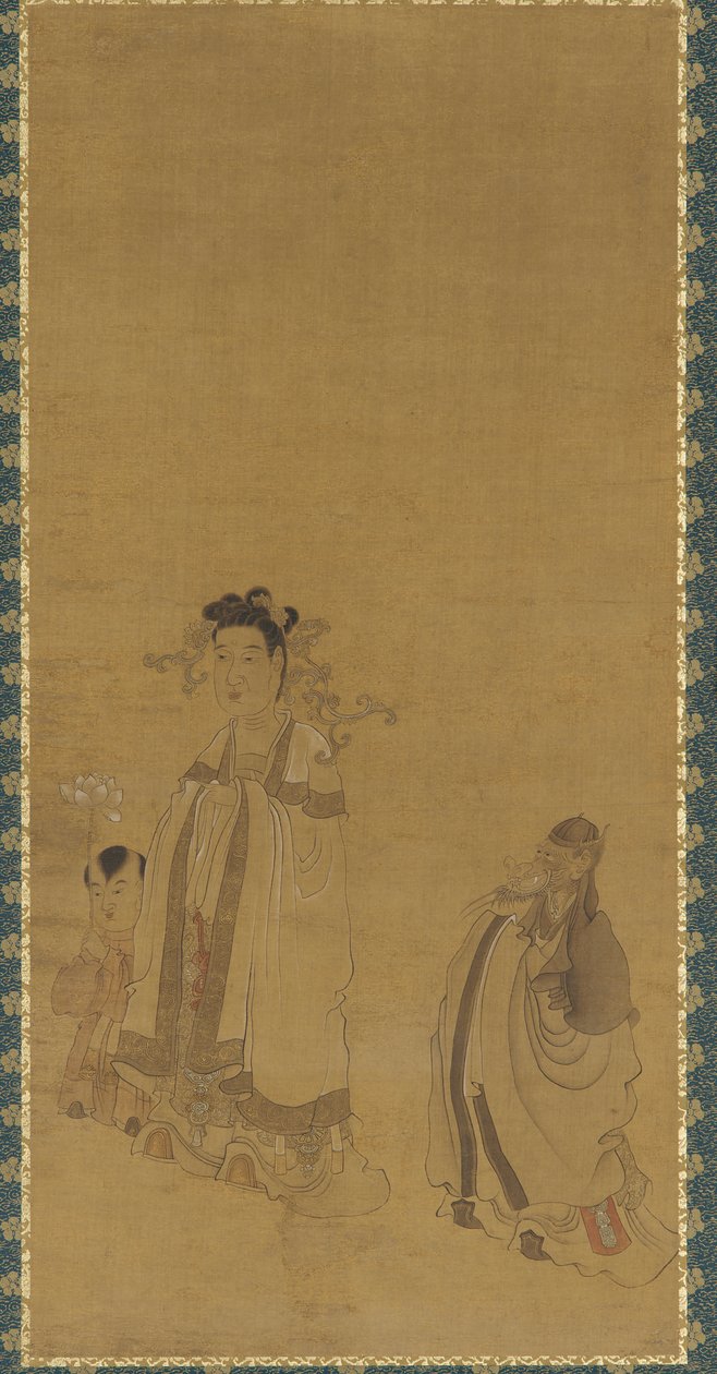 Le roi dragon vénérant le Bouddha, dynastie Ming, début-milieu du 17ème siècle - Chen Hongshou