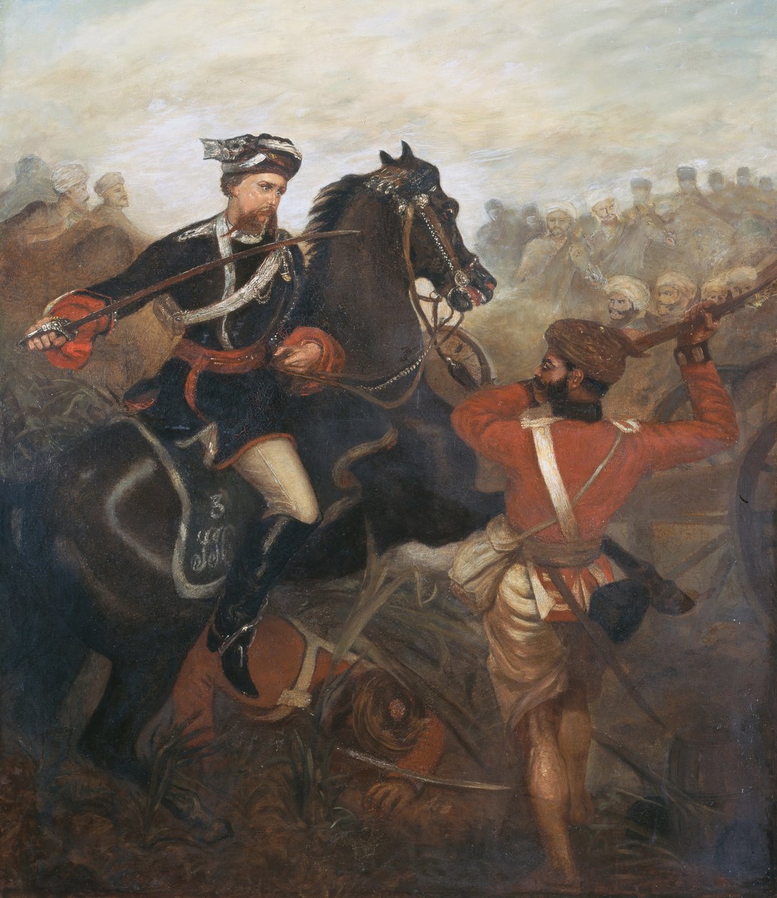 Lieutenant Frederick Robertson Aikman (1828-88) gagnant la Croix de Victoria à Lucknow pendant la révolte indienne le 1er mars 1858, vers 1860 - Chevalier Louis-William Desanges