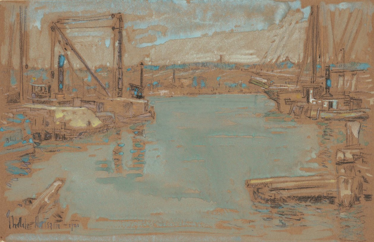 Quai de North River, New York - Childe Frederick Hassam