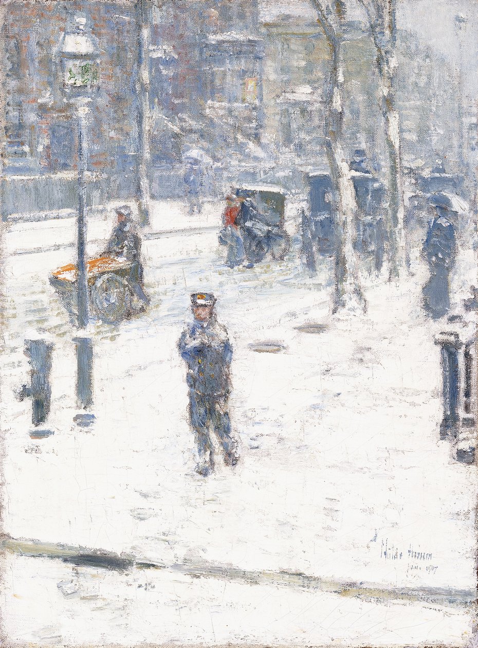 Tempête de neige, Cinquième Avenue, New York - Childe Frederick Hassam