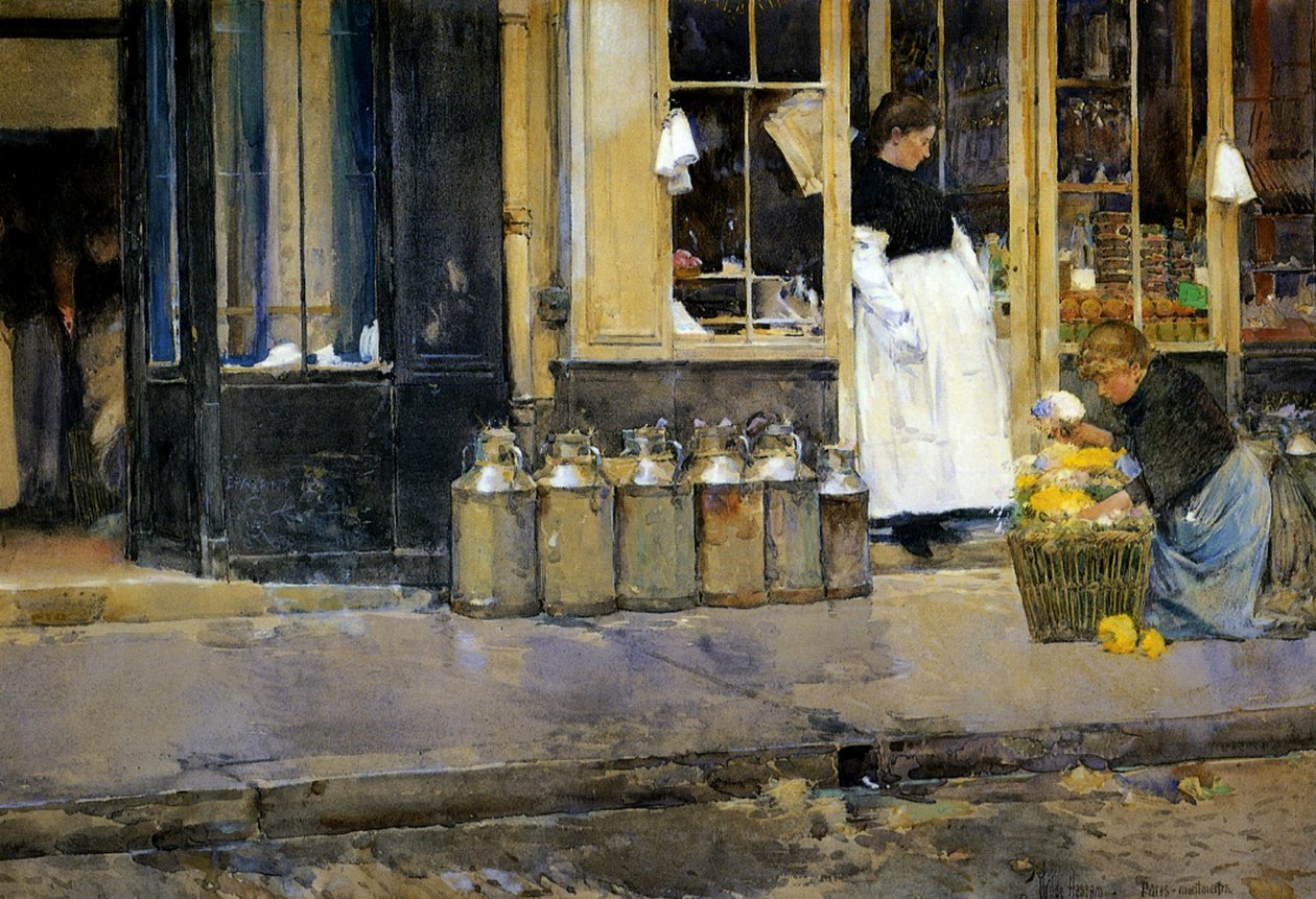 Les Bidons de Lait, c.1888 - Childe Frederick Hassam
