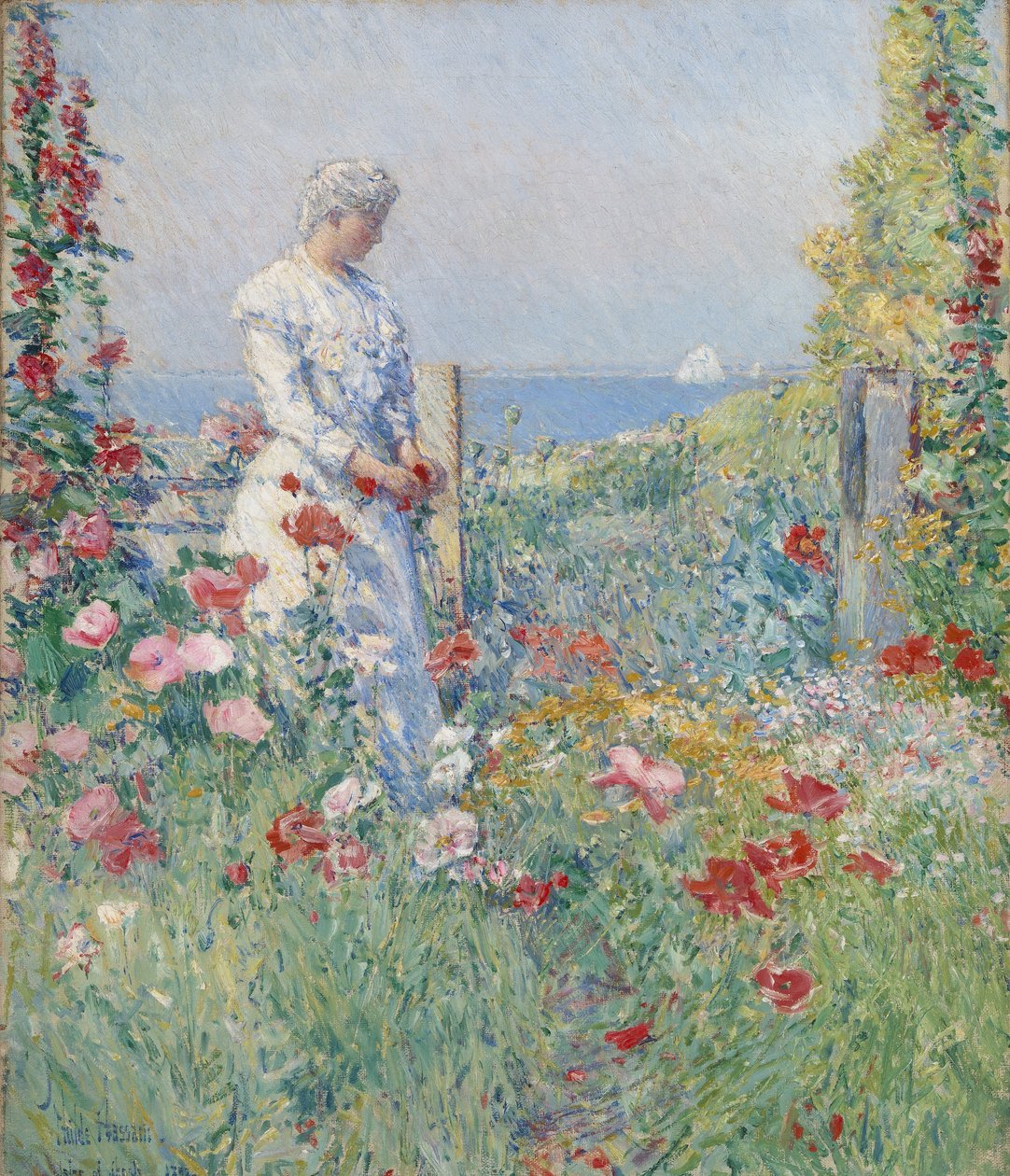 Dans le jardin (Celia Thaxter dans son jardin) - Childe Hassam