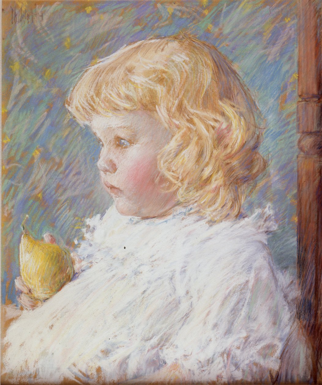 Petite fille avec une poire - Childe Hassam