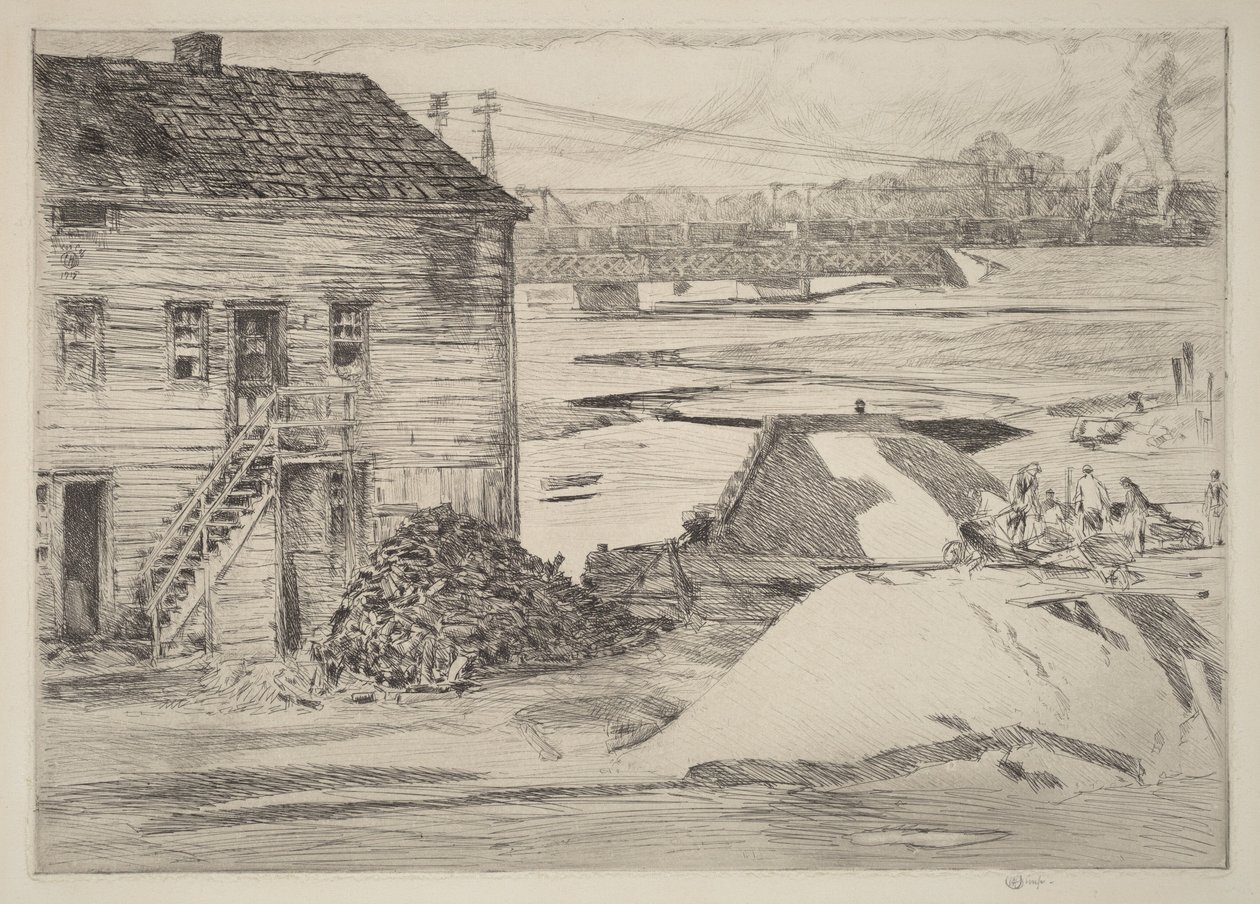 Marée basse, pont de Cos Cob - Childe Hassam