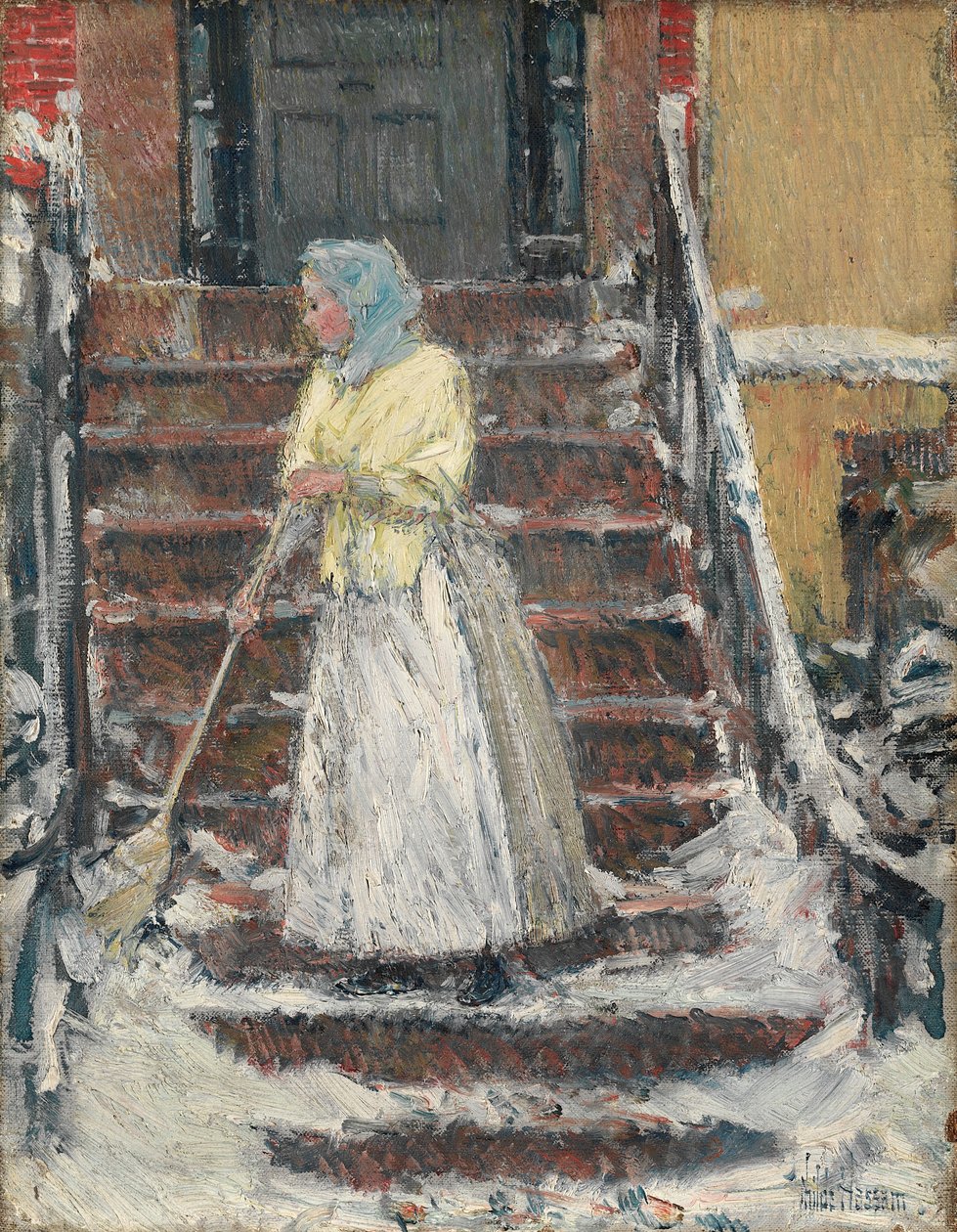 Balayage de la neige, années 1890 - Childe Hassam
