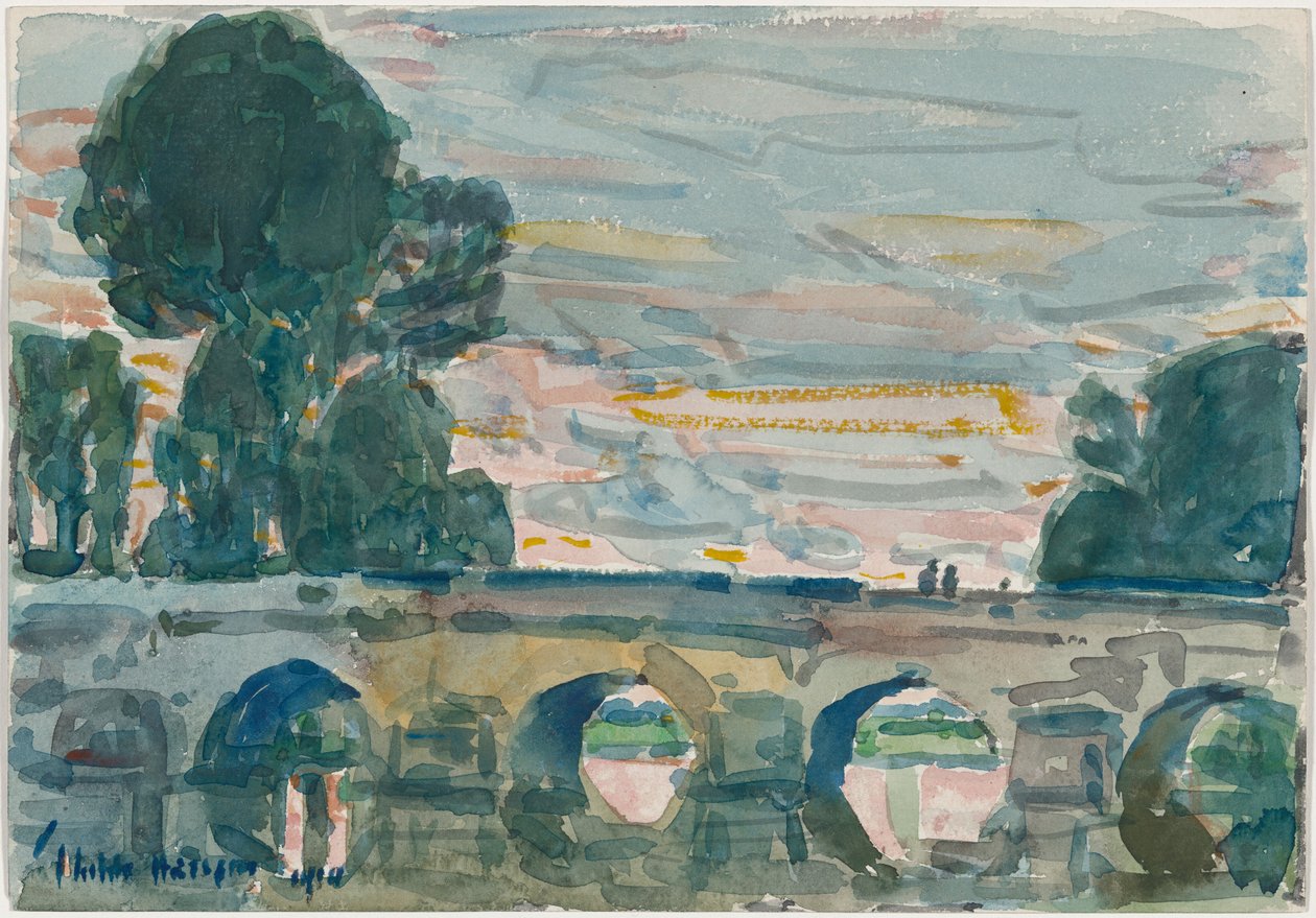 Le pont à Grez, recto - Childe Hassam