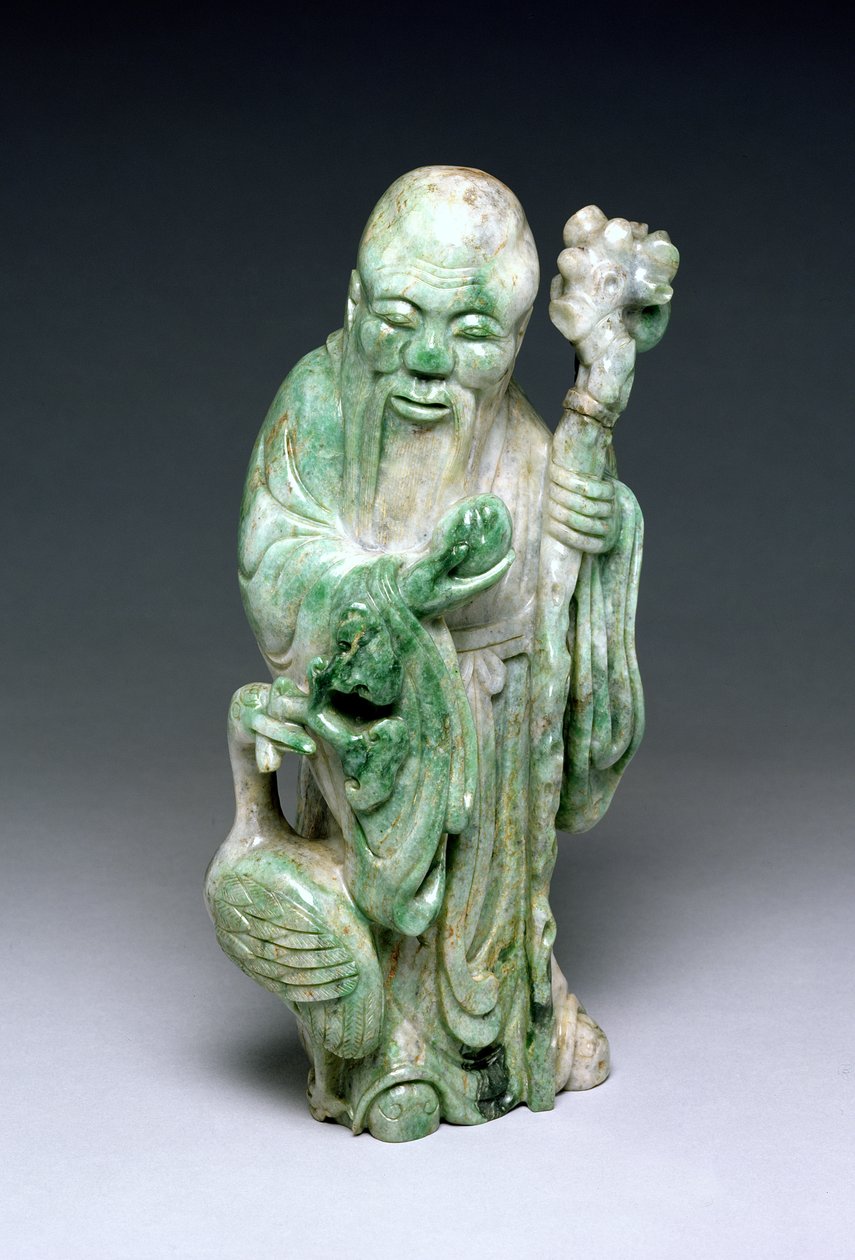 Figure de Shou Lao (jade) - Chinese School
